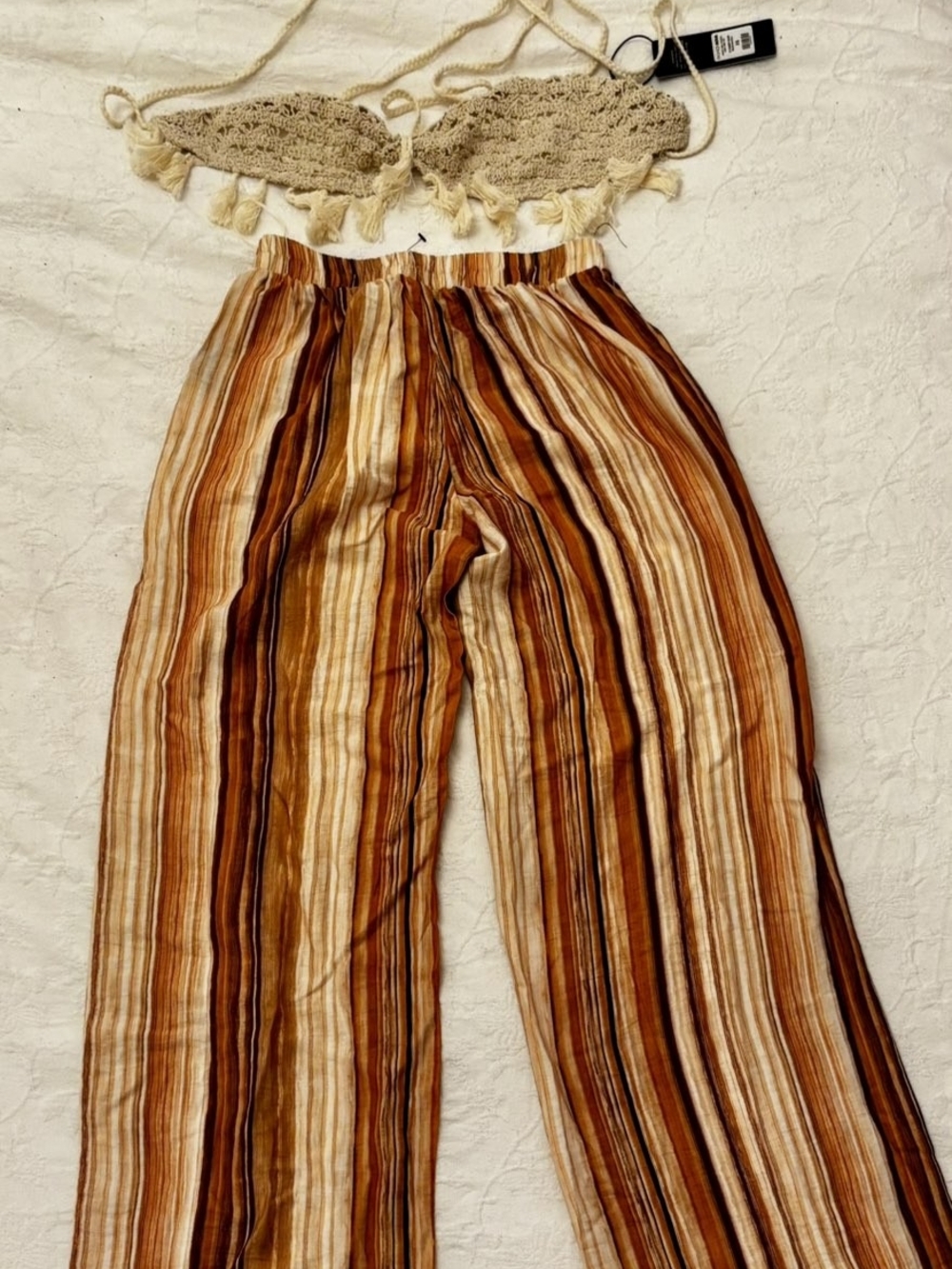 Fashion Nova Blush Multi Striped Wide-Leg Pants - Picture 2 of 3